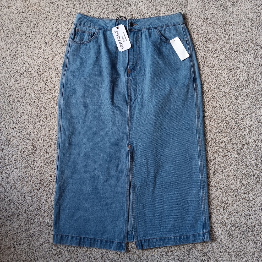 NWT Velvet Heart Pauline Denim Midi Skirt Large